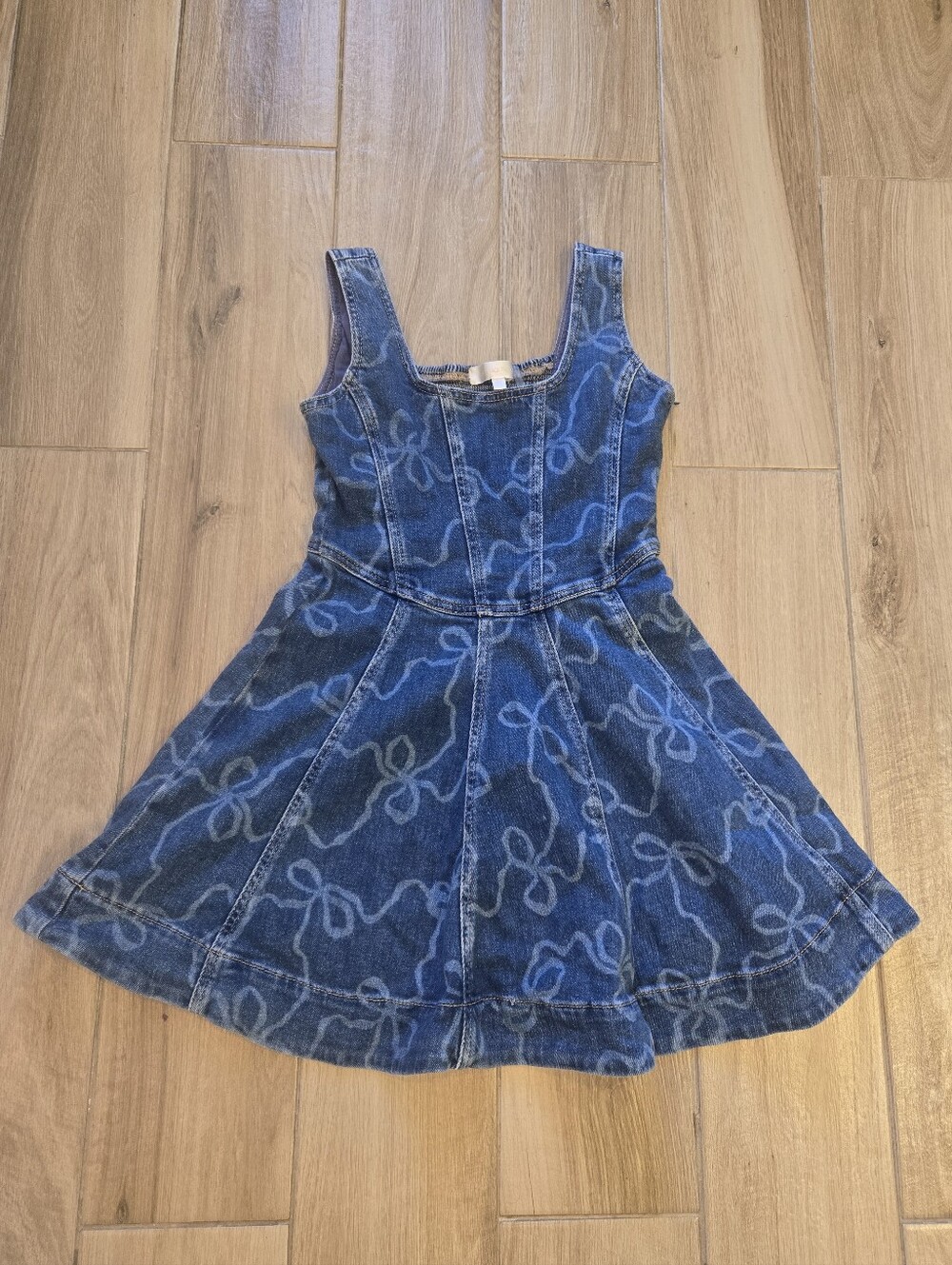 Girl's LoveShackFancy Denim Bow Dress, 12Y*